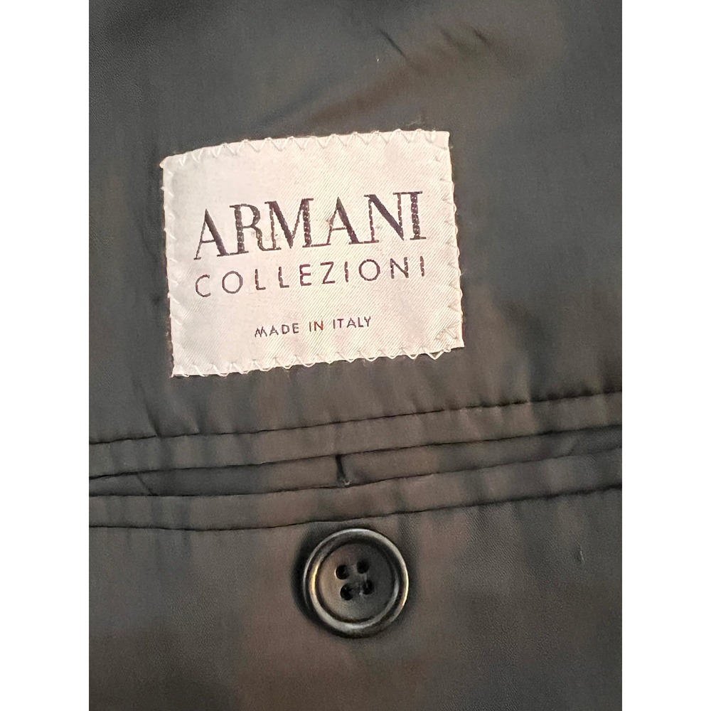 Vintage Armani Collezioni Men's Black Pinstripe Blazer Jacket Made in Italy - Picture 6 of 8